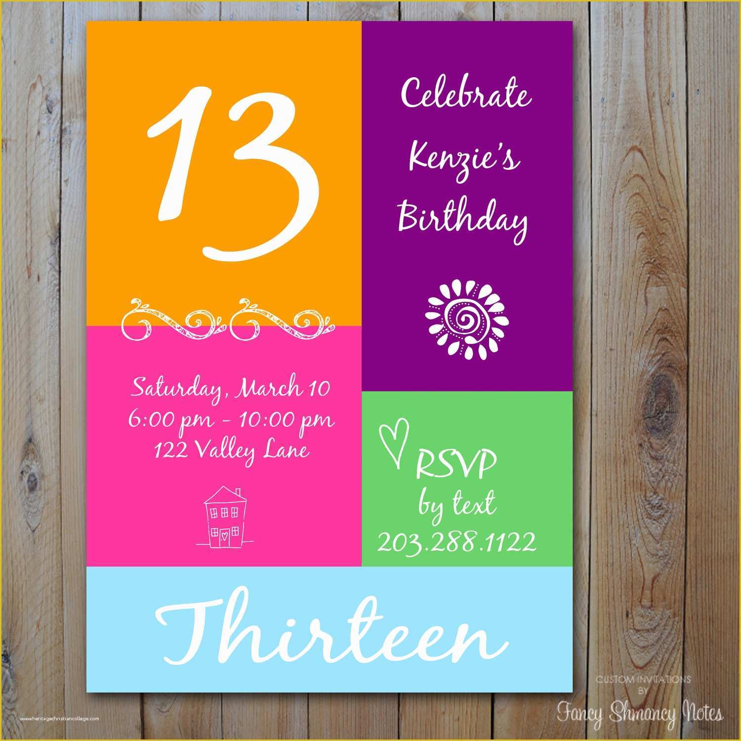 13th Birthday Invitation Templates Free Of 13th Birthday Party Invitation Ideas – Bagvania Free