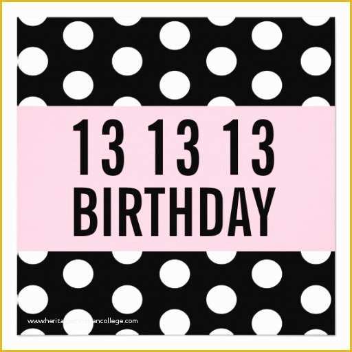 13th Birthday Invitation Templates Free Of 13th Birthday Party Template Polka Dots V01 5 25x5 25