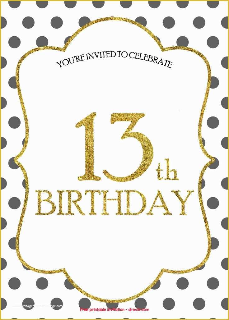 13th Birthday Invitation Templates Free Of 2945 Best Free Printable Birthday Invitation Images On