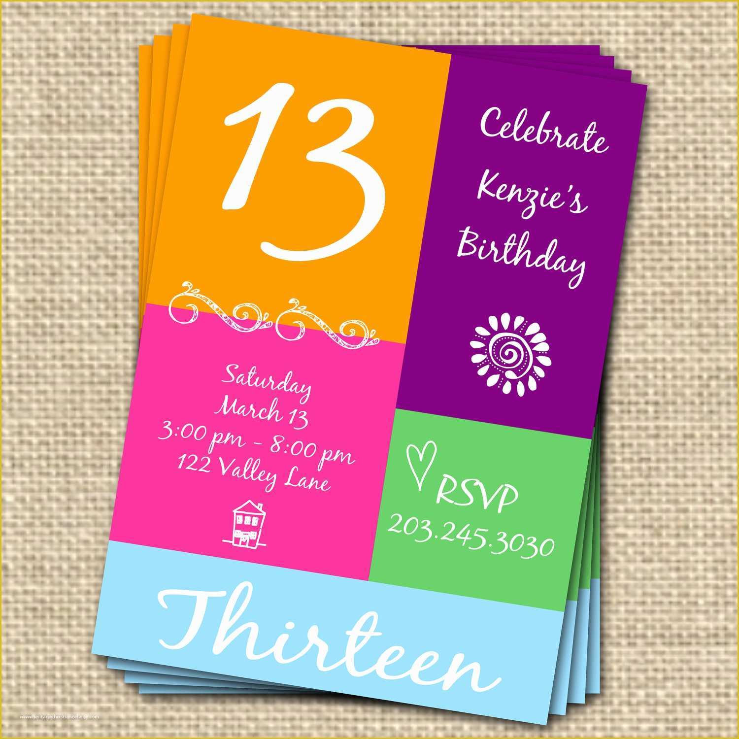 13th Birthday Invitation Templates Free Of 7 Best Of Free Printable 13th Birthday Invitations