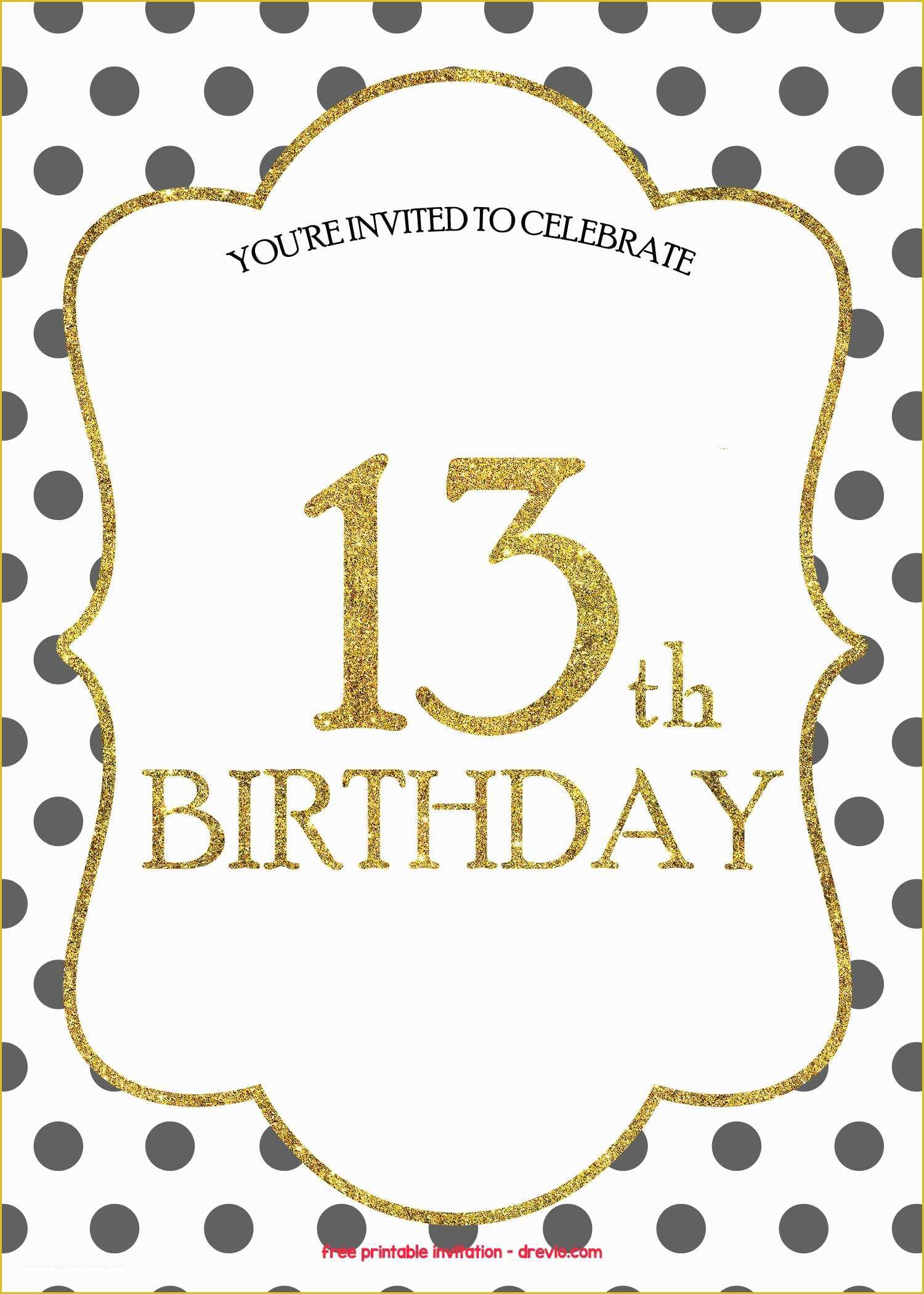 13th Birthday Invitation Templates Free Of Free 13th Birthday Invitations Templates