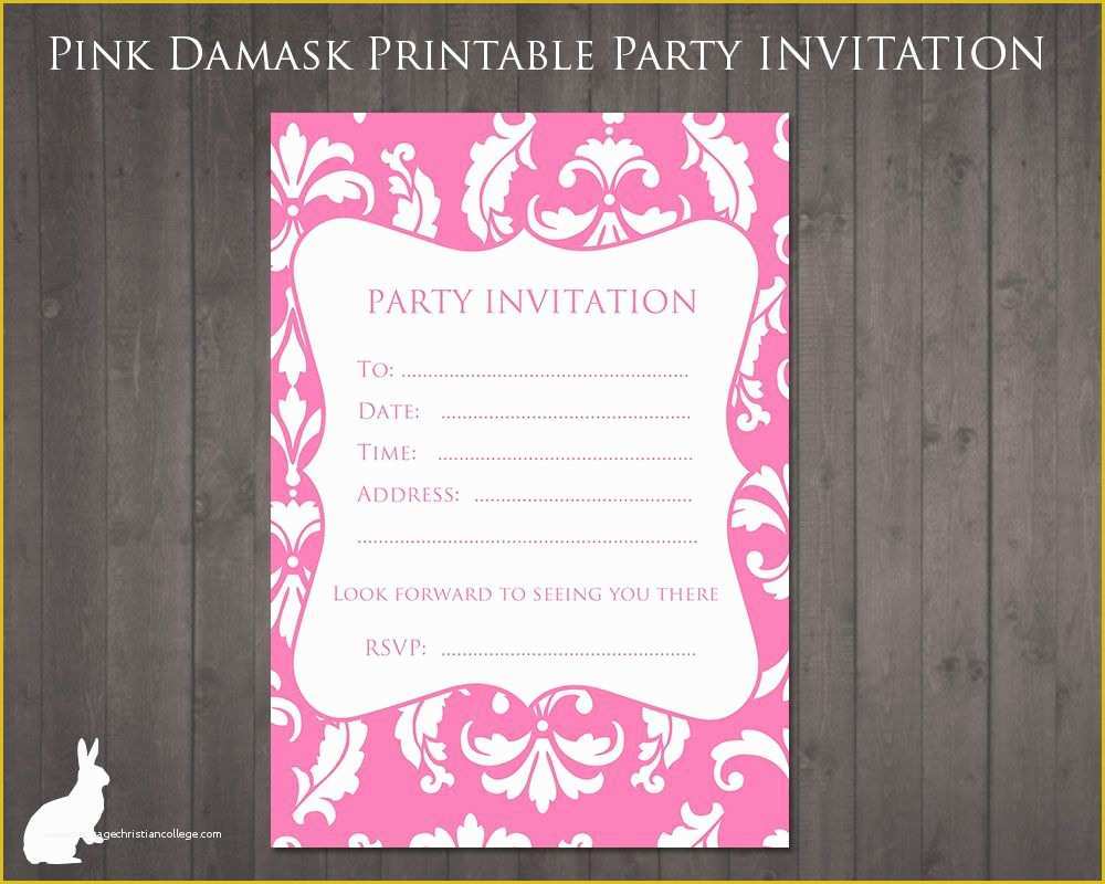 13th Birthday Invitation Templates Free Of Free Party Invitation Pink Damask