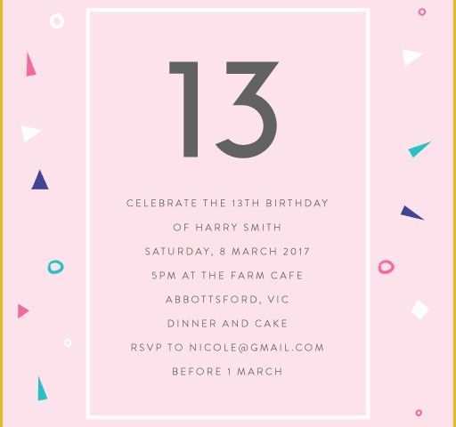 13th Birthday Invitation Templates Free Of Pastelneon Invitations Pink Portrait Mmxmm Th Epic 13th