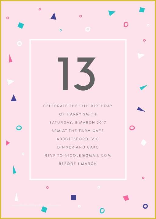 13th Birthday Invitation Templates Free Of Pastelneon Invitations Pink Portrait Mmxmm Th Epic 13th