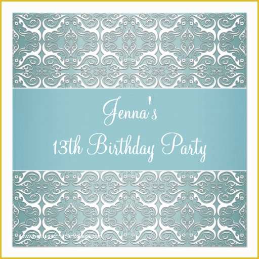 13th-birthday-invitation-templates-free-of-pretty-teal-blue-damask-13th