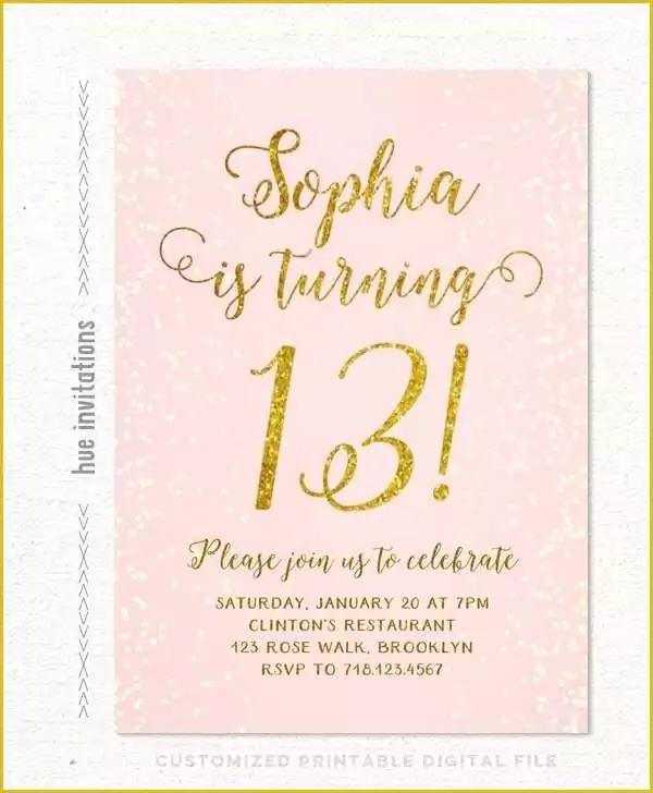 13th Birthday Invitation Templates Free Of Printable Birthday Cards for Teenage Girls