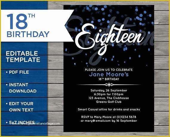 18th Birthday Party Invitation Templates Free Of 18th Birthday Invitation 18th Birthday Invitation Template
