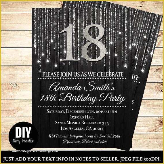 18th Birthday Party Invitation Templates Free Of Black and Silver 18th Birthday Invitations Elegant 18th