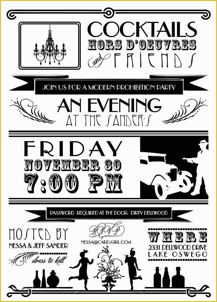 1920s Party Invitation Template Free Of 17 Best Images About Speakeasy On Pinterest