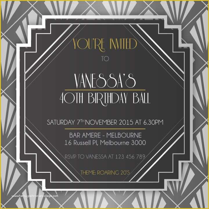 1920s Party Invitation Template Free Of 1920 S Birthday Digital Printable Invitation Template