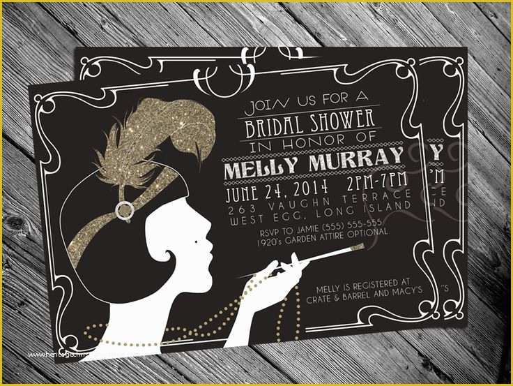 1920s Party Invitation Template Free Of 1920 S Gatsby Flapper Bridal Shower Invitation