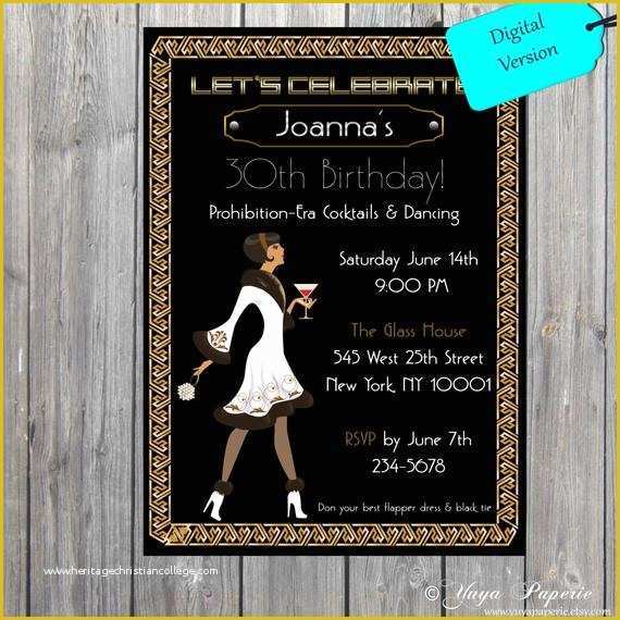 1920s Party Invitation Template Free Of 1920s Great Gatsby Birthday Invitation 21st Birthday