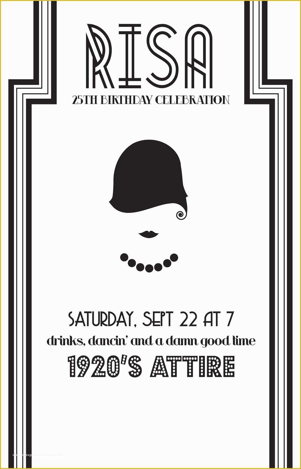 1920s Party Invitation Template Free Of 1920s Party Invite