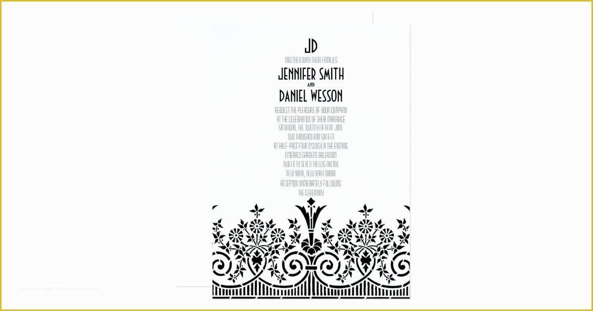 1920s Party Invitation Template Free Of 1920s theme Wedding Invitation Template
