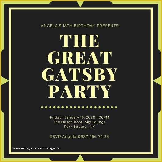 1920s Party Invitation Template Free Of Customize 204 Great Gatsby Invitation Templates Online