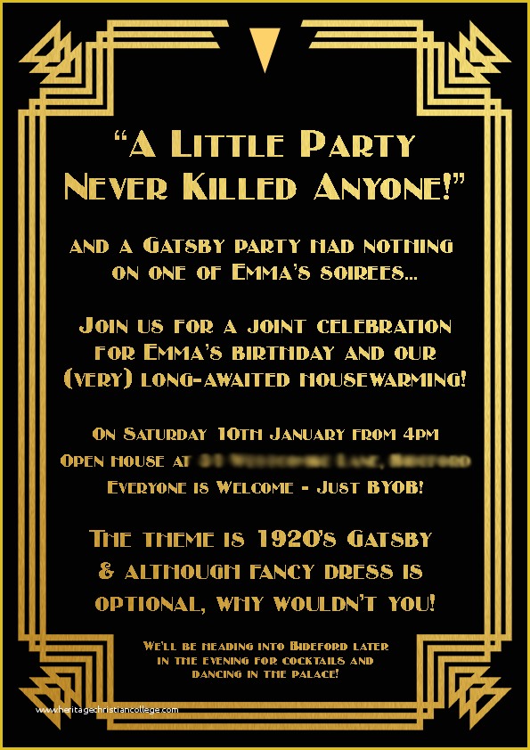 1920s Party Invitation Template Free Of Gatsby Invitation Border