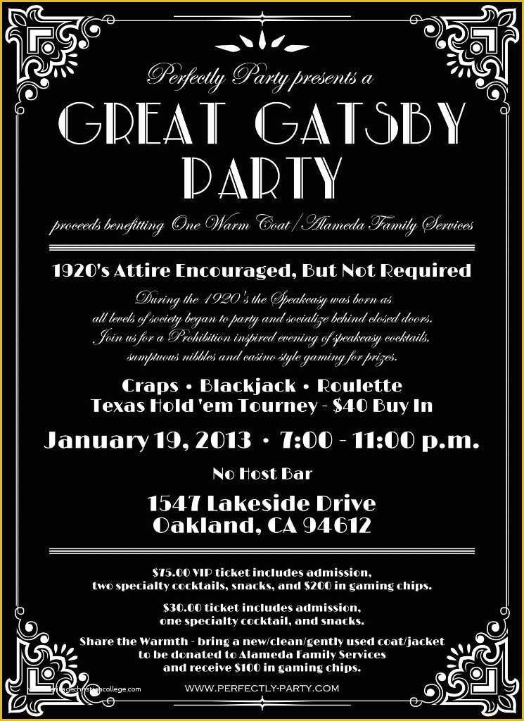 1920s Party Invitation Template Free Of Gatsby Invitation Party Ideas Pinterest