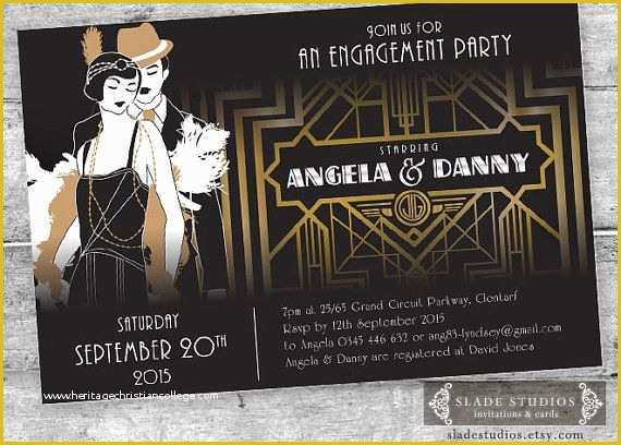 1920s Party Invitation Template Free Of Great Gatsby Engagement Party Invitations Movie Poster