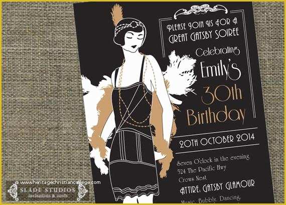 1920s Party Invitation Template Free Of Great Gatsby Glamour 1920s Flapper Party Invitation Printable