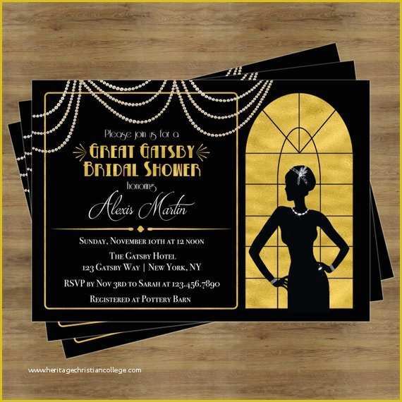 1920s Party Invitation Template Free Of Great Gatsby Invitation Gatsby Bridal Shower Invitation