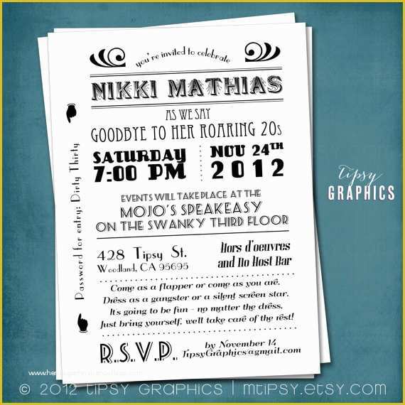 1920s Party Invitation Template Free Of Invitation Templates 1920s