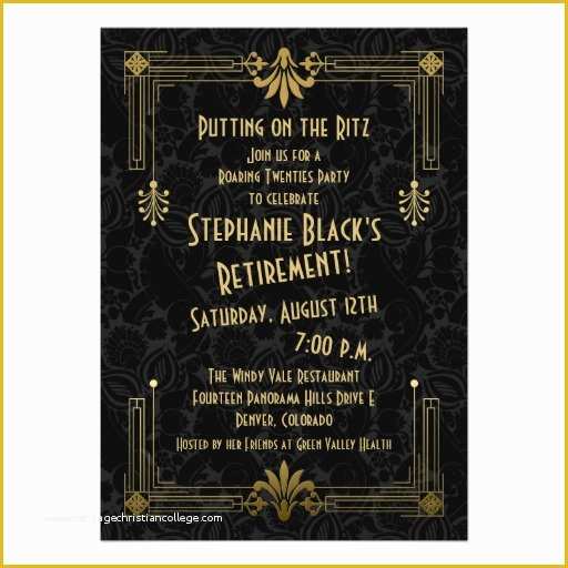 1920s Party Invitation Template Free Of Personalized Roaring 20s Invitations