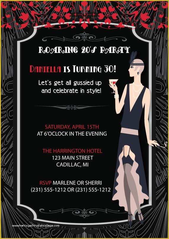 1920s Party Invitation Template Free Of Roaring 20 S Flapper Girl Retro Invitation Adult