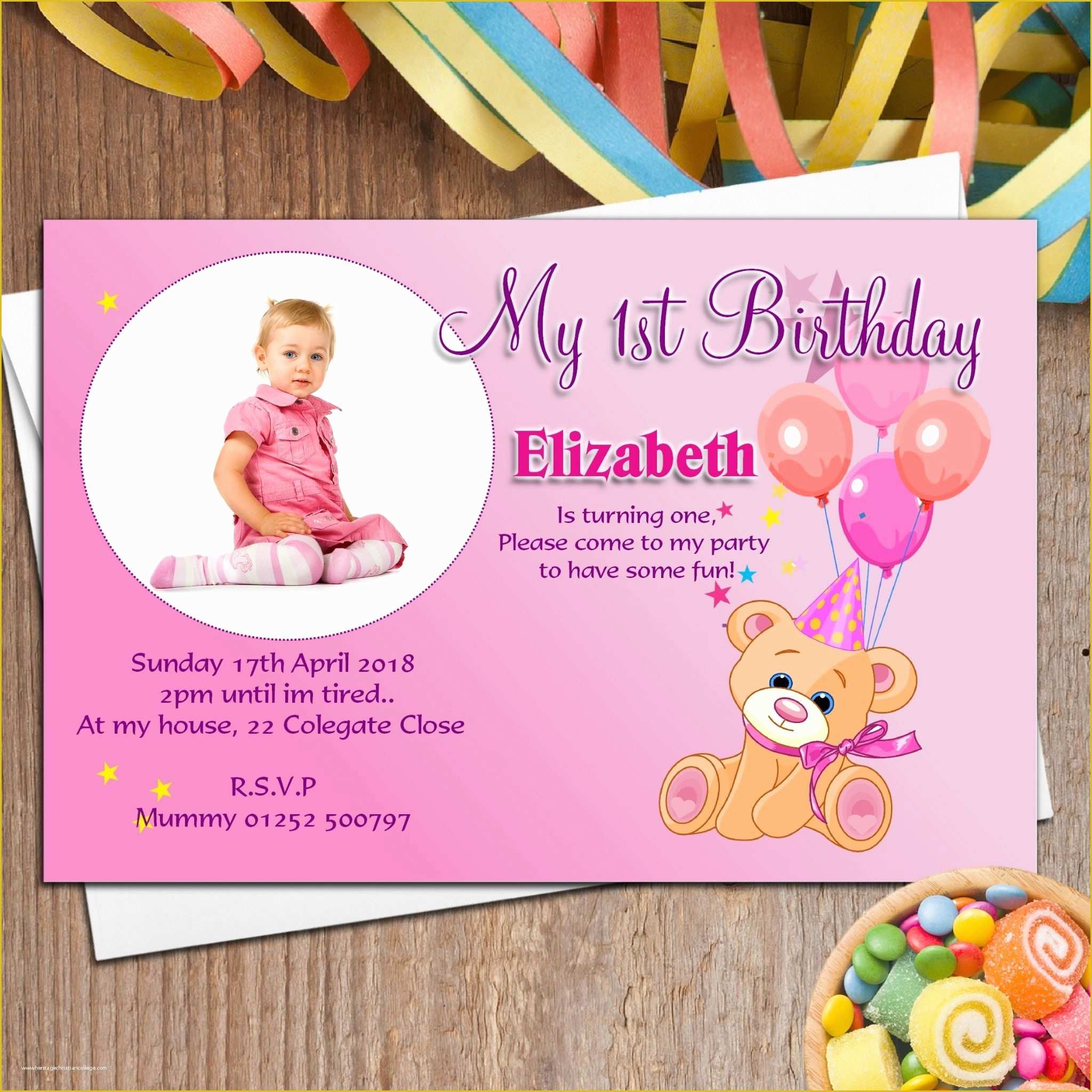 1st Birthday Invitation Template Free Download Of 1st Birthday Invitation Card Template Free Download 2018