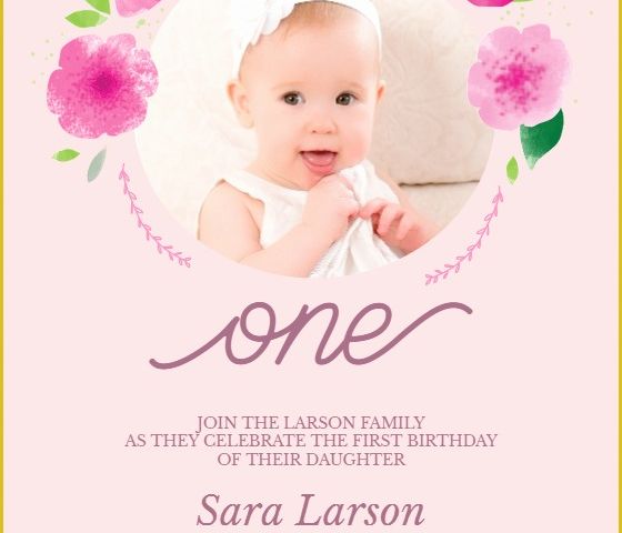 1st Birthday Invitation Template Free Download Of Flowers Frame Free Birthday Invitation Template