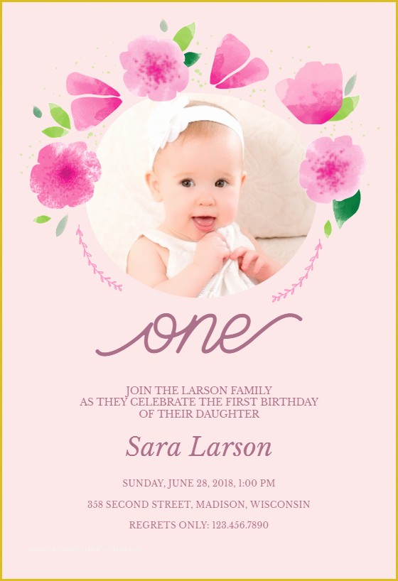 1st Birthday Invitation Template Free Download Of Flowers Frame Free Birthday Invitation Template