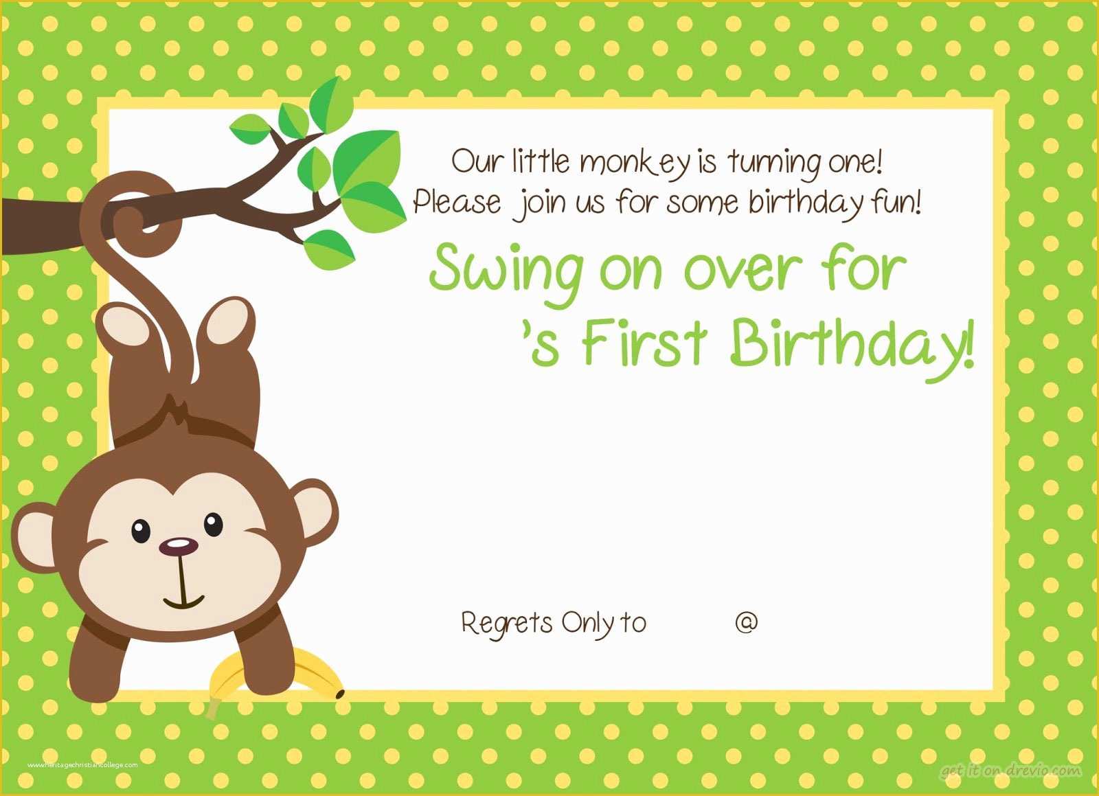 1st Birthday Invitation Template Free Download Of Free Printable 1st Monkey Birthday Invitation