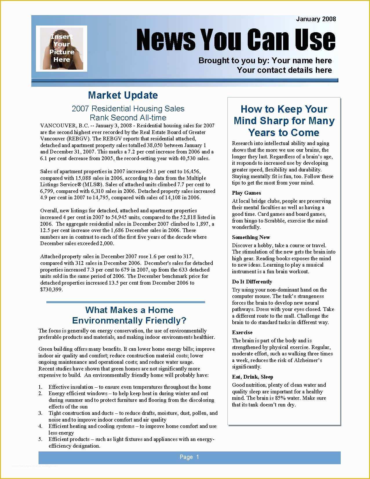 2 Page Newsletter Template Free Of Real Estate Newsletters 5 Essential Tips to Make Clients