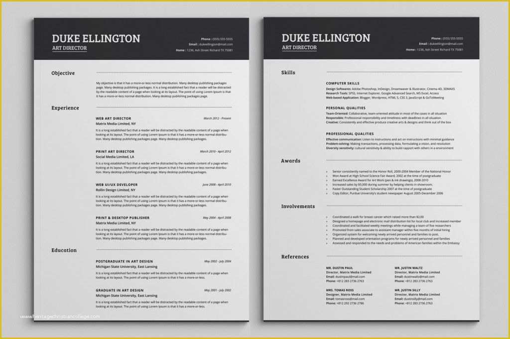 2 Page Resume Templates Free Download Of Two Pages Classic Resume Cv Template Priya