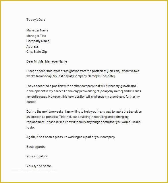 2 Week Notice Template Free Of 11 Two Weeks Notice Letter Templates Pdf Google Docs