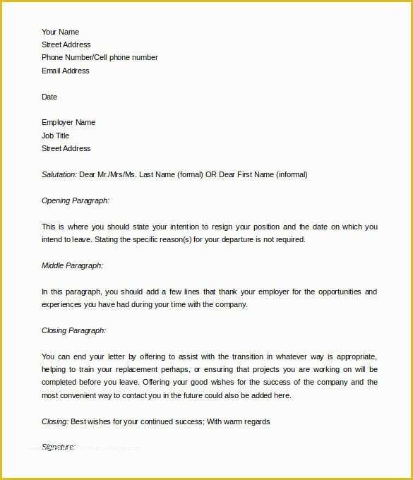 2 Week Notice Template Free Of 40 Two Weeks Notice Letter Templates Free Pdf formats
