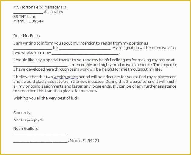 2 Week Notice Template Free Of 40 Two Weeks Notice Letter Templates Free Pdf formats