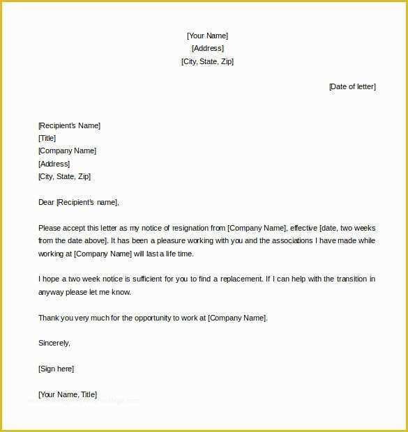 2 Week Notice Template Free Of 40 Two Weeks Notice Letter Templates Free Pdf formats