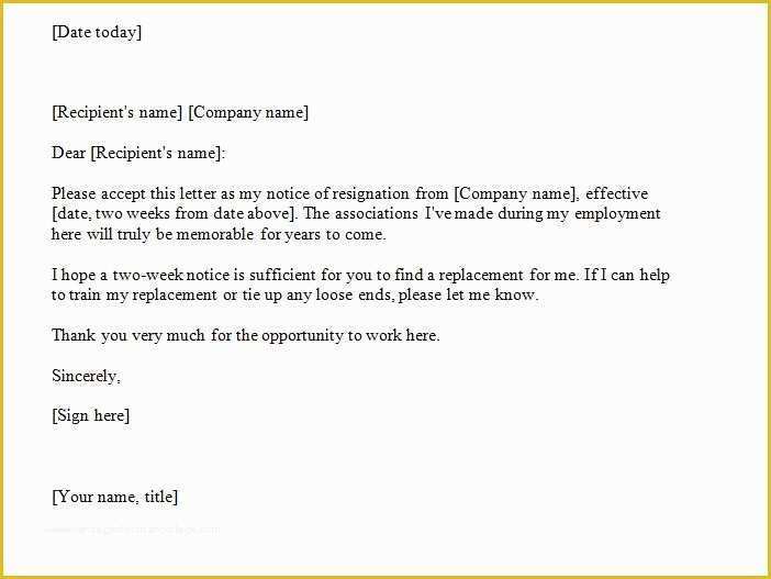 2 Week Notice Template Free Of 40 Two Weeks Notice Letters & Resignation Letter Samples