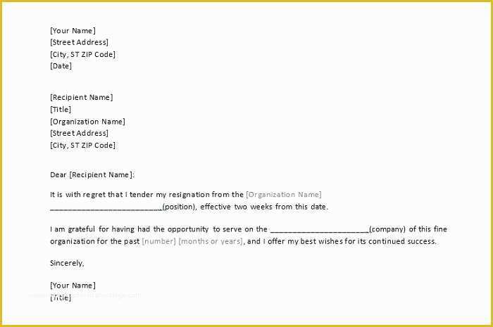 2 Week Notice Template Free Of 40 Two Weeks Notice Letters & Resignation Letter Templates