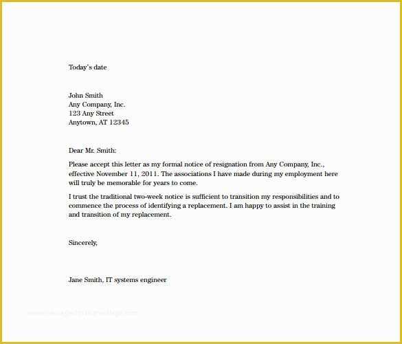 2 Week Notice Template Free Of 8 Two Weeks Notice Resignation Letter Templates Pdf