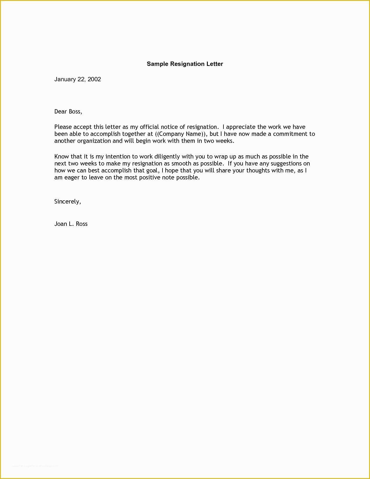 2 Week Notice Template Free Of Two Week Notice Letter Ion Template Weeks Templates 2