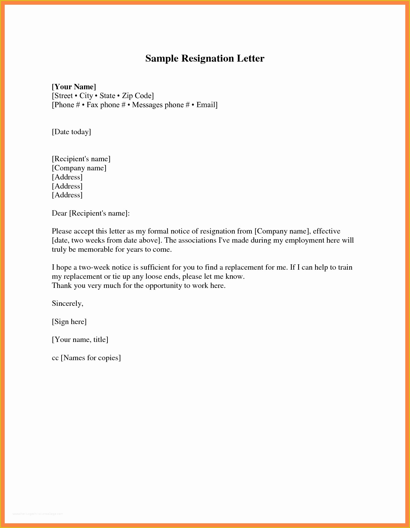 2 Week Notice Template Free Of Two Week Notice Template