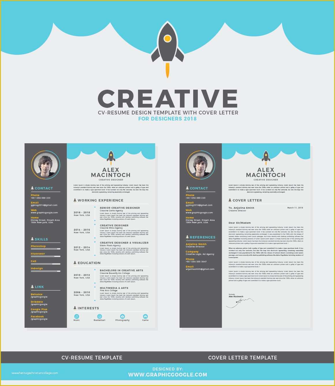 2018 Resume Templates Free Of Free Creative Cv Resume Design Template with Cover Letter