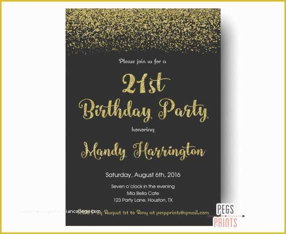 21st Birthday Invitation Templates Free Printable Of 21st Birthday Invitations Gold Glitter Birthday Invitation