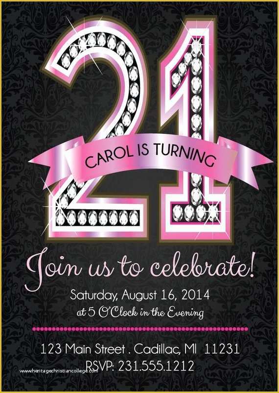 21st Birthday Invitation Templates Free Printable Of 21st Birthday Invitations Pink Diamond 21st Birthday