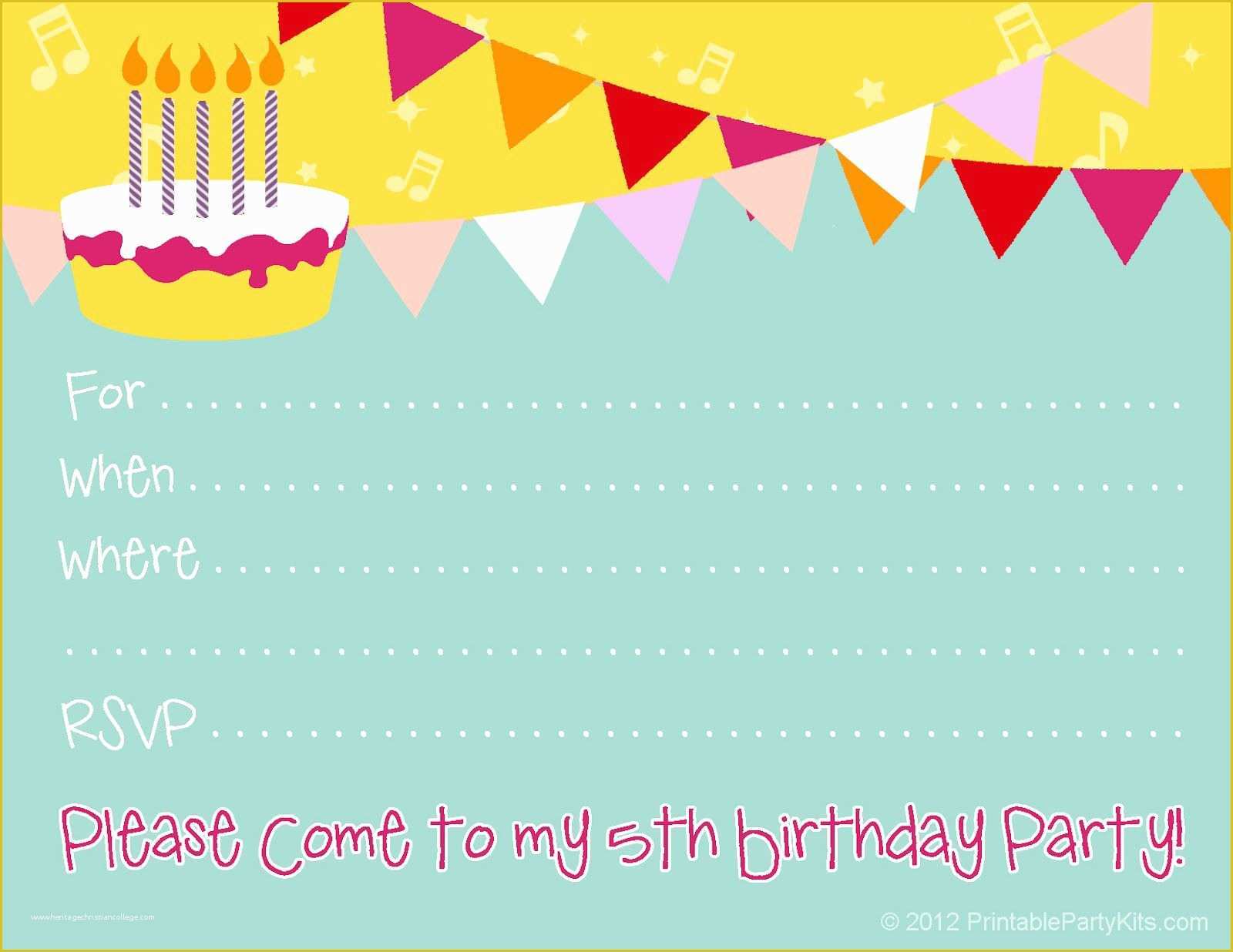 21st Birthday Invitation Templates Free Printable Of Birthday Invitations Kids Birthday Invite Template