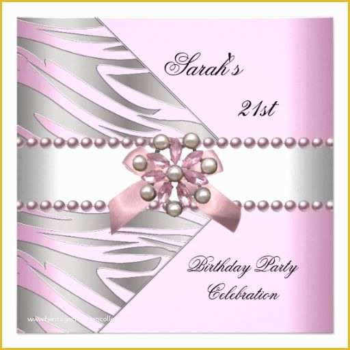 21st Birthday Invitation Templates Free Printable Of Birthday Party 21st Pink Zebra White Pink Pearl Custom