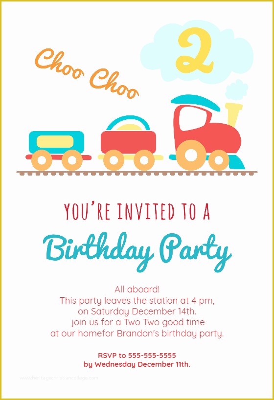 2nd Birthday Invitations Templates Free Of 2nd Birthday Party Train Free Birthday Invitation