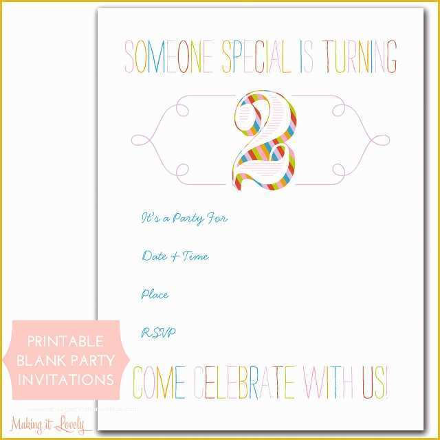 2nd Birthday Invitations Templates Free Of 41 Printable Birthday Party Cards & Invitations for Kids