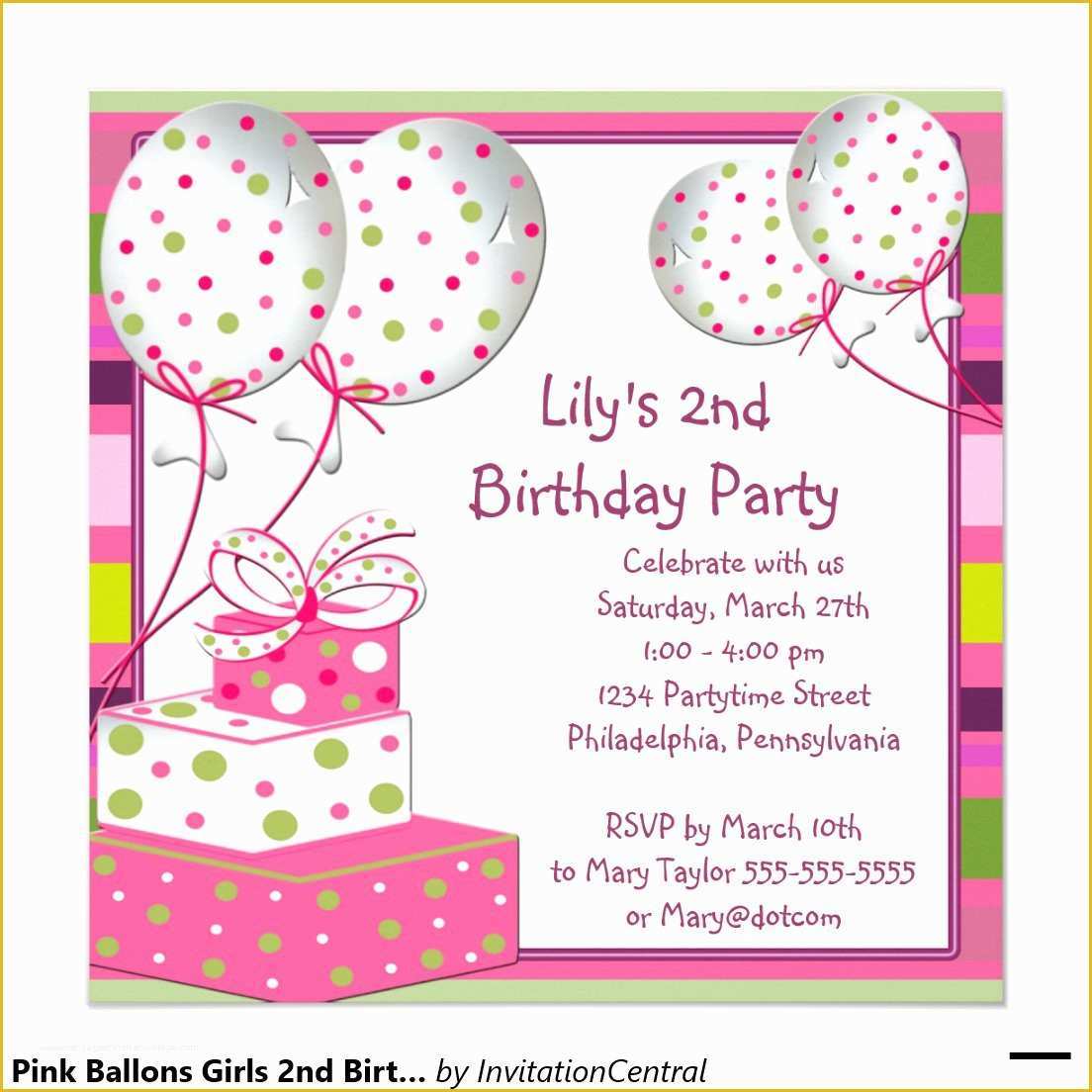 2nd Birthday Invitations Templates Free Of Birthday Party Invitation Card